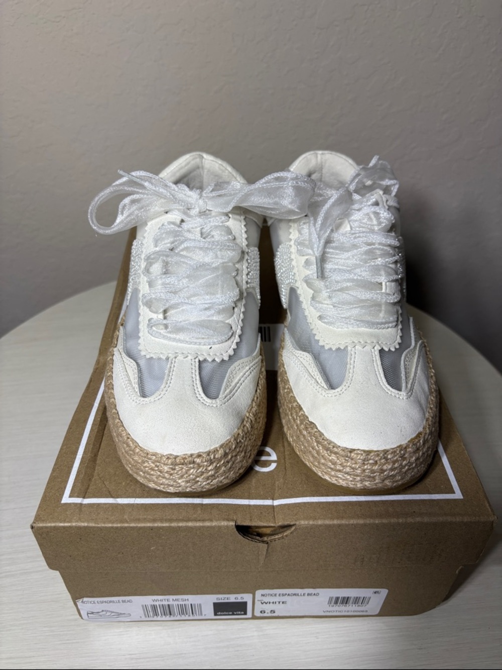 Dolce Vita Notice Espadrille Bead Mesh
Sneakers - White/Ivory - NIB Size 6.5 - Picture 2 of 9